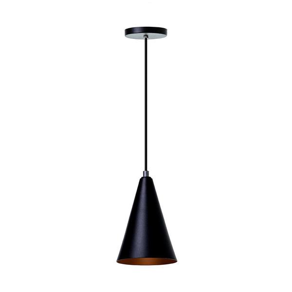 Imagem de Lustre Pendente Cone P Em Alumínio Preto 18Cm