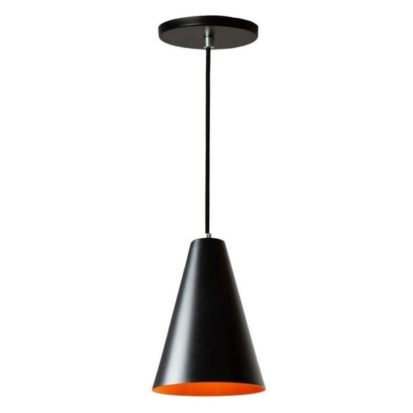 Lustre Pendente Cone Preto Refletor - Nova Lume Imagem de Lustre Pendente Cone Preto Refletor