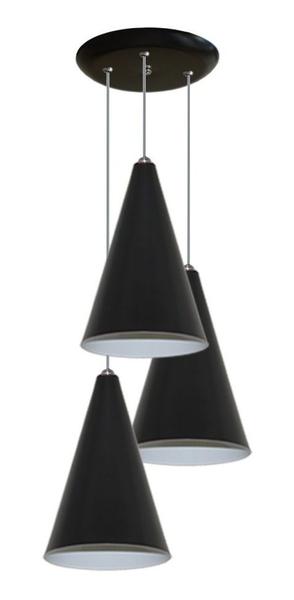 Imagem de Lustre Pendente Cone Triplo Ideal Mesa De Jantar, Quarto