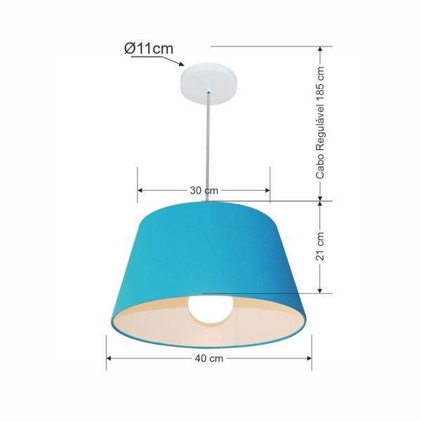 Imagem de Lustre Pendente Cone Vivare Md-4039 Cúpula em Tecido 21/40x30cm - Bivolt