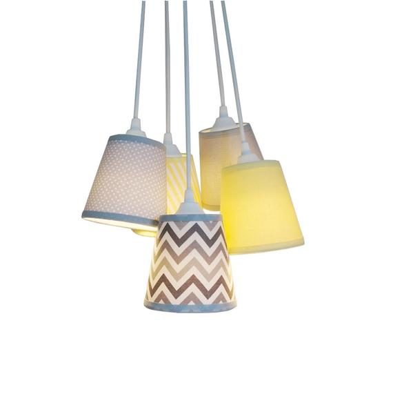 Imagem de Lustre Pendente Crie Casa Cinza e Amarelo Chevron