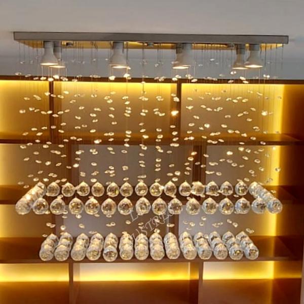 Imagem de Lustre Pendente Cristal Acrílico Moderno Luxuoso Vai Montado