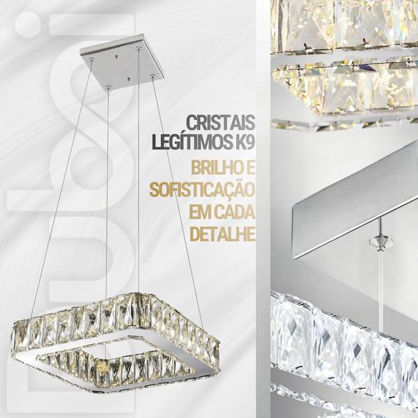 Imagem de Lustre Pendente Cristal K9 Legítimo Led Morderno Com Controle Remoto