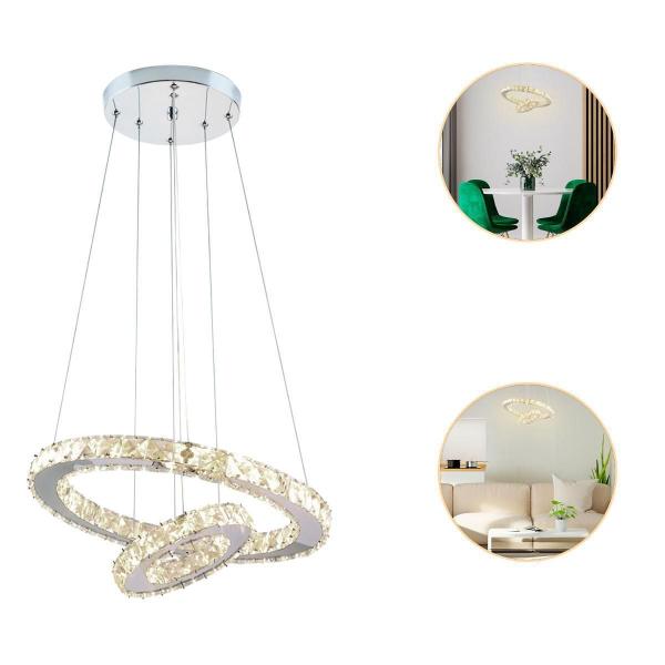 Imagem de Lustre Pendente Cristal Vision 2 Aneis 36W Led 3000K 20X40Cm