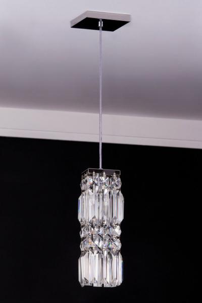 Imagem de Lustre Pendente Cromado Cristal Egípcio Quadrado 468