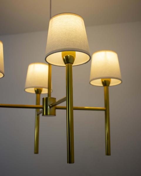 Imagem de Lustre Pendente Cúpula 04 Braços Dourado Gold Redondo 220/4