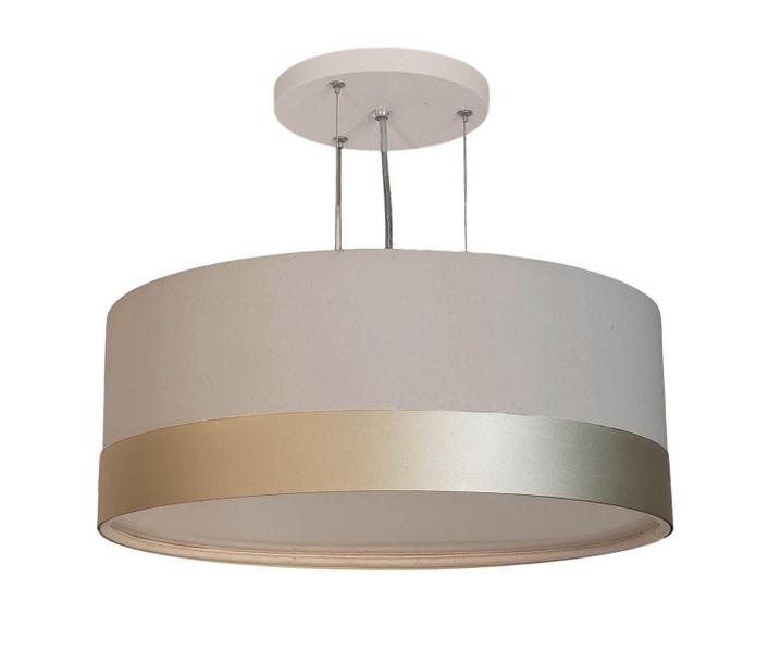 Lustre Pendente Cúpula Cinza com Detalhe Bronze 40x15 - Tom Luz Imagem de Lustre Pendente Cúpula Cinza com Detalhe Bronze 40x15