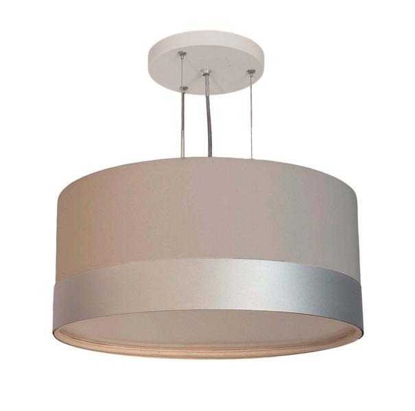 Imagem de Lustre Pendente Cúpula Cinza Com Detalhe Prata 50x25 3-e27