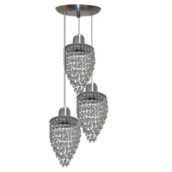 Imagem de Lustre Pendente De Cristal Com 3 Lâmpadas - Modelo Fechado