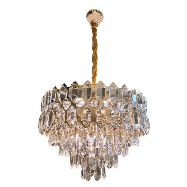 Imagem de Lustre Pendente De Cristal Dourado 50Cm Redondo