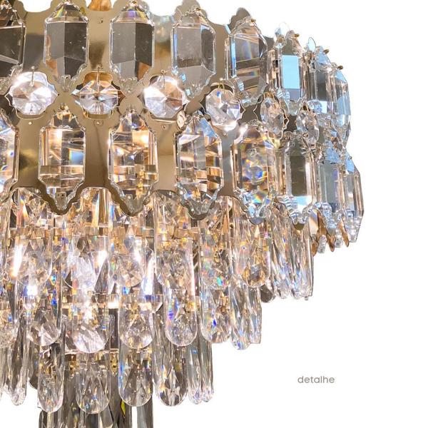 Imagem de Lustre Pendente De Cristal Dourado 50Cm Redondo