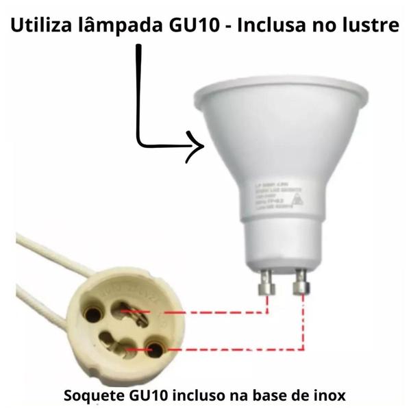 Imagem de Lustre pendente  de cristal legítimo mais  led Gu10