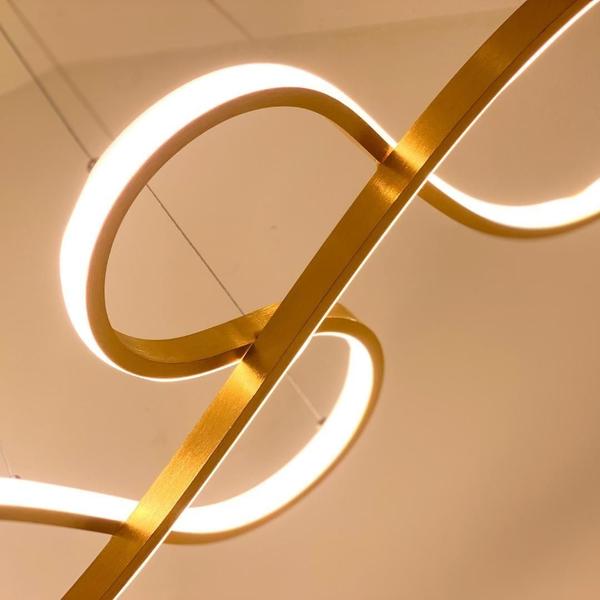 Imagem de Lustre Pendente de Led Luminária Dourado 75cm 3000k