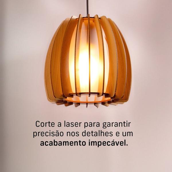 Imagem de Lustre Pendente de Madeira Bari Mini 21x19cm Soq E27