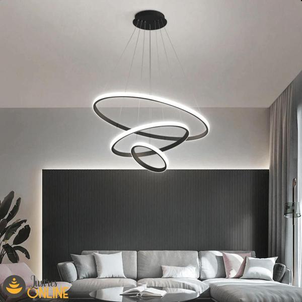 Imagem de Lustre Pendente de Teto com 3 Aros e Led Integrado 116W 3000K