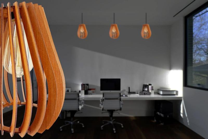 Imagem de Lustre Pendente De Teto Madeira Retrô Para Decoração Bivolt