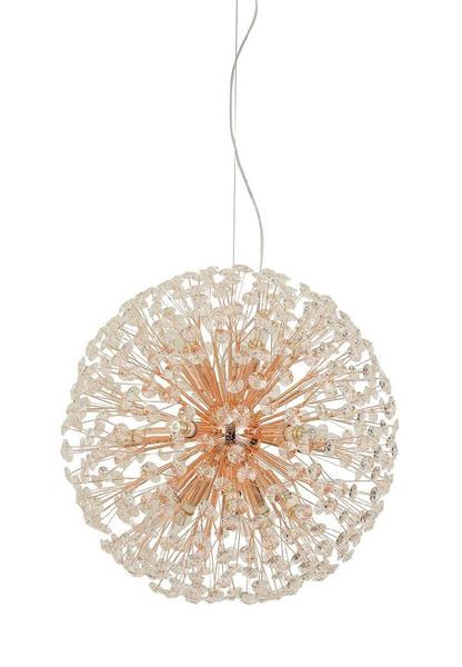 Imagem de Lustre Pendente Dente de Leão Rose Gold Redondo Cristais 12E14 60cm