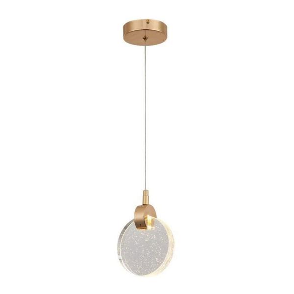 Imagem de Lustre Pendente Disco Bolhas Cristal Dourado LED 6W 15cm 3000K Bivolt