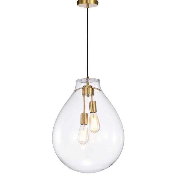 Imagem de Lustre Pendente Dourado com Vidro Transparente 52cm 2E27 CA068-TR