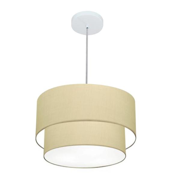 Imagem de Lustre Pendente Duplo Cilíndrico Vivare Md-4350 Cúpula em Tecido 45x40cm - Bivolt