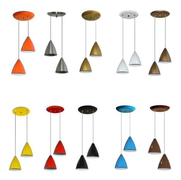 Lustre Pendente Duplo Ideal Para Sala, Cozinha - Varias Cores - LUSTRES AMANDINI Imagem de Lustre Pendente Duplo Ideal Para Sala, Cozinha - Varias Cores