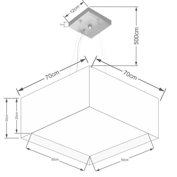 Imagem de Lustre Pendente Duplo Quadrado Md-4128 Cúpula em Tecido 30/70x70cm Algodão Crú - Bivolt