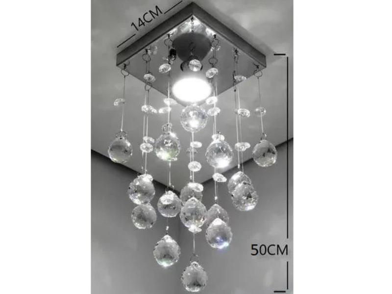 Imagem de Lustre Pendente Em Cristal Legítimo Modelo Chuva Pontuda Para Hall e Lavabo