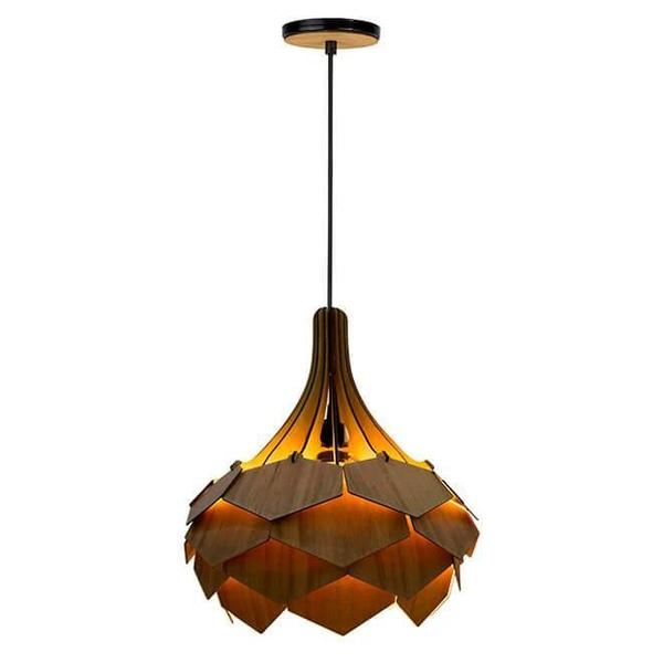 Imagem de Lustre Pendente Em Madeira Natural Sucupira - Pinho Black