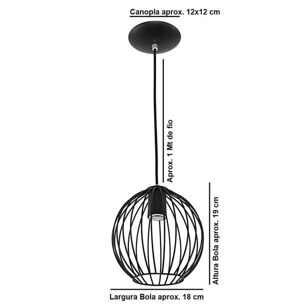 Imagem de Lustre Pendente Esfera Bola Cobre 18x19 cm Sala Quarto