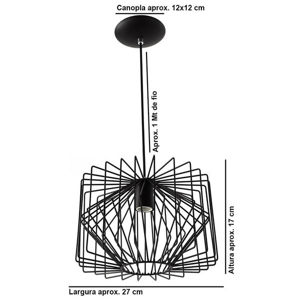 Imagem de Lustre Pendente Esfera Kuhi Prisma Preto Sala Quarto