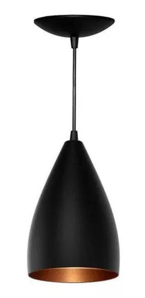 Imagem de Lustre Pendente Estilo Vegas Vintage Preto Com Cobre