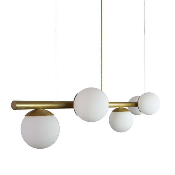 Imagem de Lustre Pendente Figo com 6 Globos Esfera de Vidro - Ouro