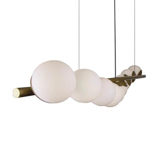 Imagem de Lustre Pendente Figo com 9 Globos Esfera de Vidro - Ouro