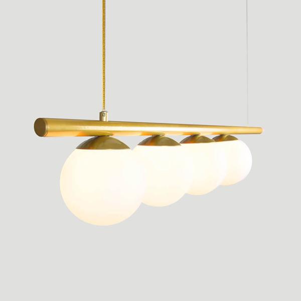 Imagem de Lustre Pendente Figo OURO - 4 Globos Esfera de Vidro Branco