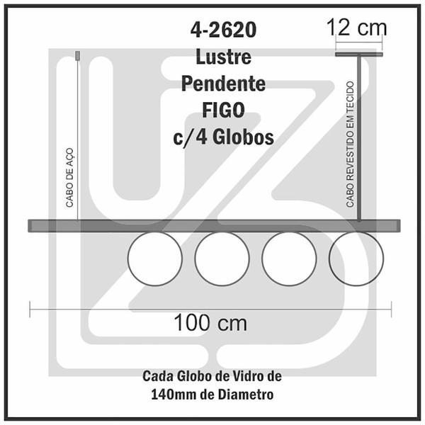 Imagem de Lustre Pendente Figo Prata - 4 Globos Esfera De Vidro Branco