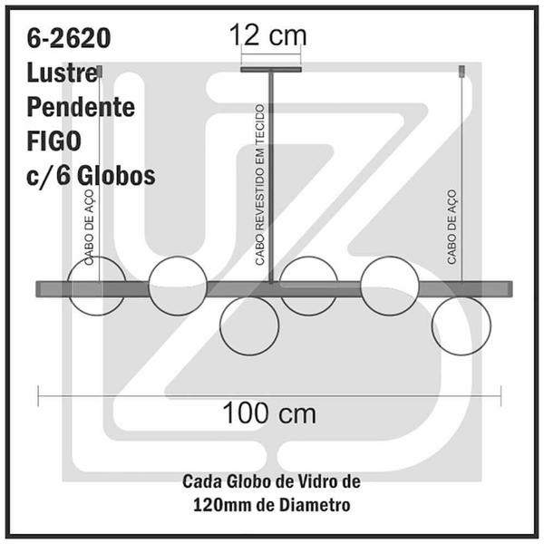 Imagem de Lustre Pendente Figo Prata - 6 Globos Esfera De Vidro Âmbar