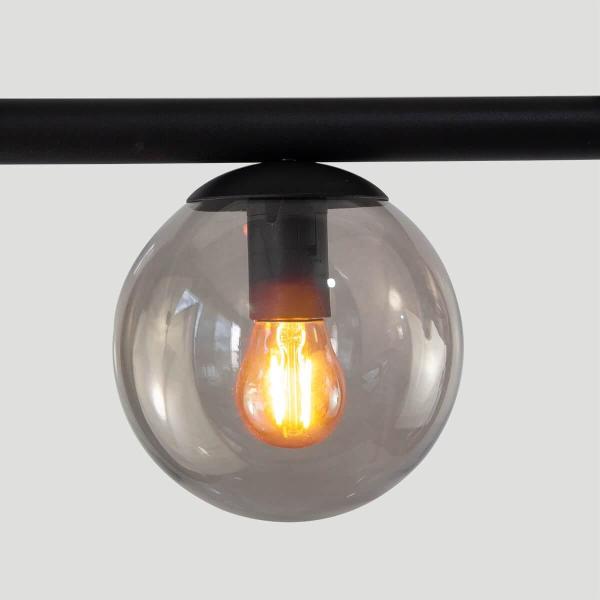 Imagem de Lustre Pendente Figo Preto 1,5M - 9 Globos De Vidro Fume