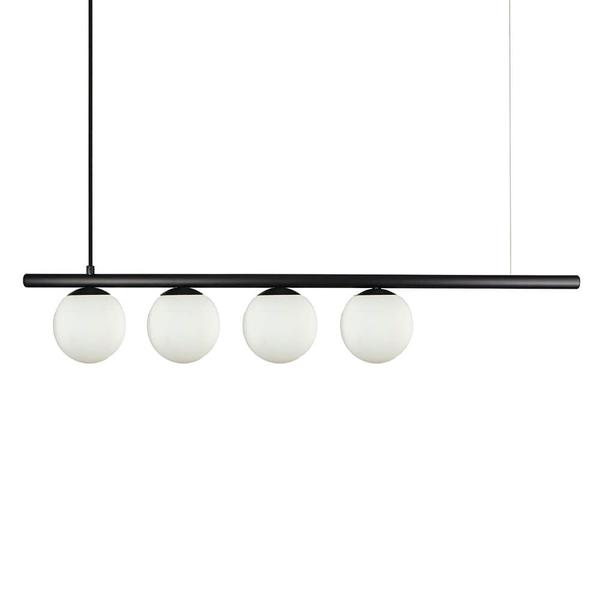 Imagem de Lustre Pendente Figo PRETO - 4 Globos Esfera de Vidro Branco