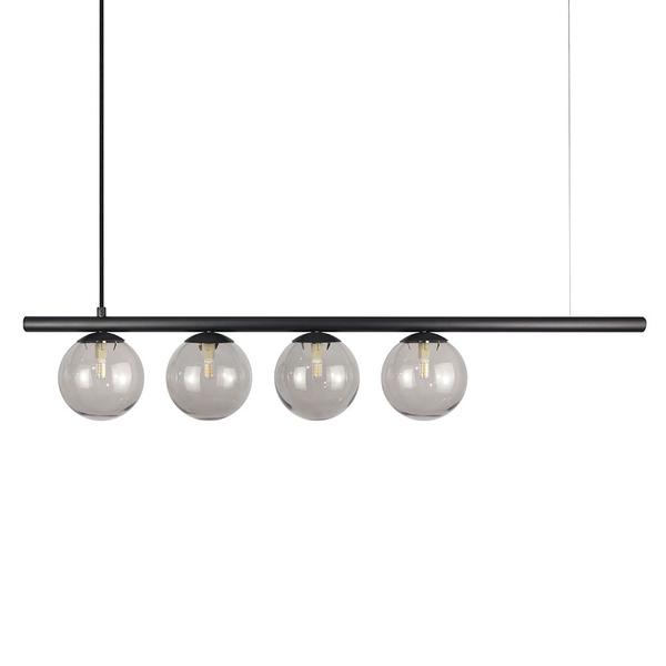 Imagem de Lustre Pendente Figo PRETO - 4 Globos Esfera de Vidro Fume