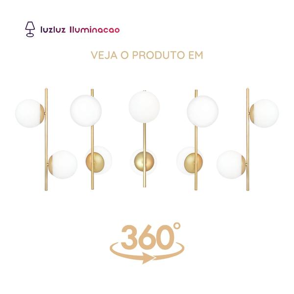 Imagem de Lustre pendente globo vidro 15 jabuticaba polonia orbit dourado bq