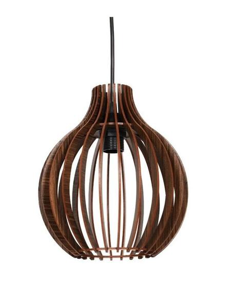 Imagem de Lustre Pendente Gota Design Moderno Rustico Imbuia Bivolt