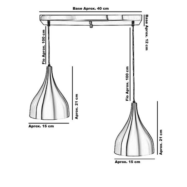 Imagem de Lustre Pendente Gota Duplo Base Retangular Preto