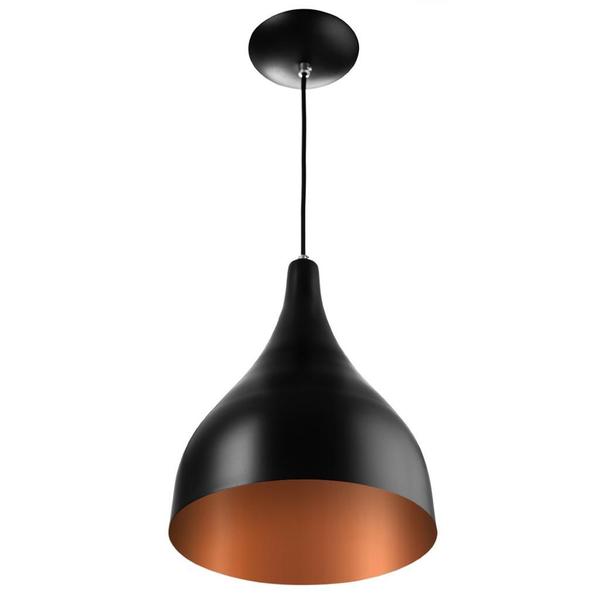 Imagem de Lustre Pendente Gota Média Alumínio 30cm Preto/Cobre