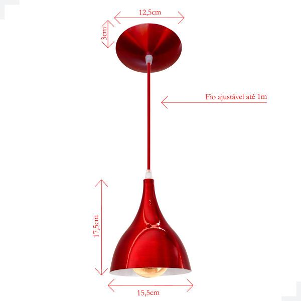 Imagem de Lustre Pendente Gota Vermelho com Branco