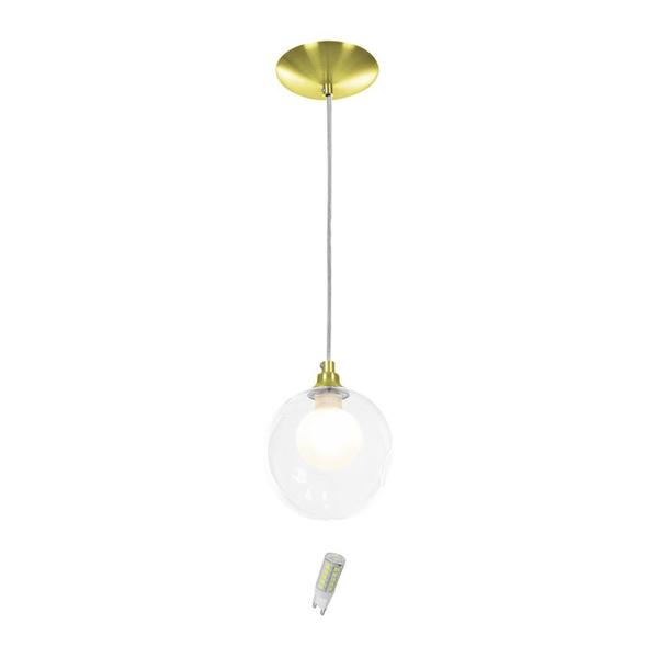 Imagem de Lustre Pendente Harmony Bolinha Dourado + Lampada G9 3000k