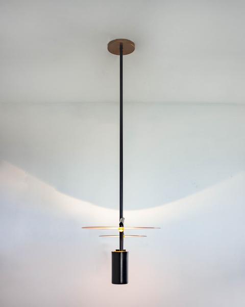 Imagem de Lustre Pendente Industrial Luz Indireta Articulável Preto Cobre 629