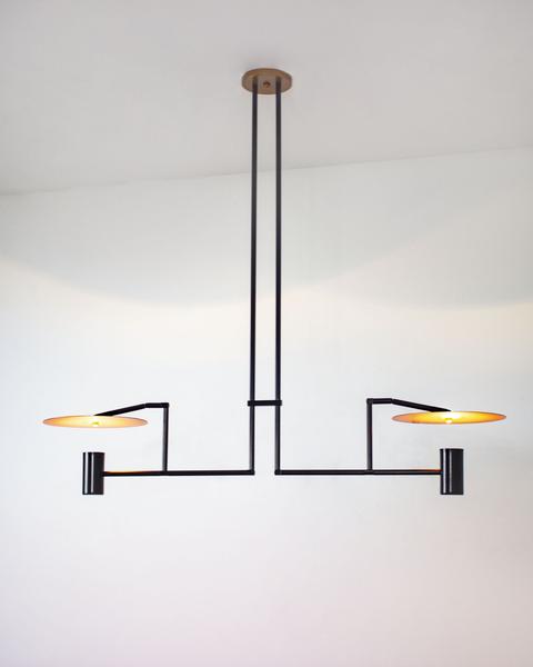 Imagem de Lustre Pendente Industrial Luz Indireta Articulável Preto Cobre 629