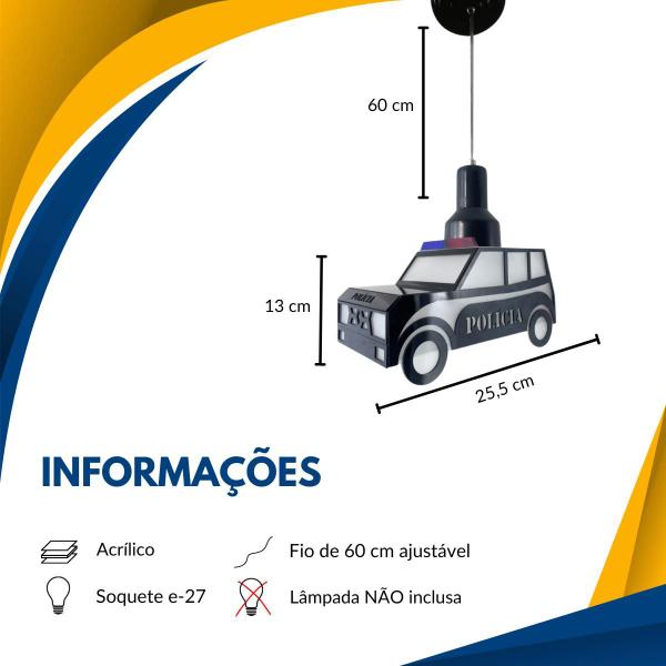 Imagem de Lustre Pendente infantil Carro de Policia