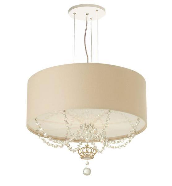 Imagem de Lustre Pendente Infantil Coroa Cúpula  Cáqui 50X15 3E27