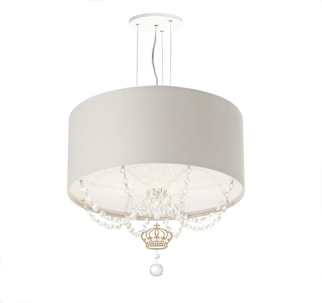 Imagem de Lustre Pendente Infantil Coroa Cúpula  Cinza 30X15 2E27